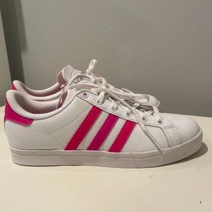 Adidas Coast Star J White and Pink Sneakers (Men's size 5.5)
